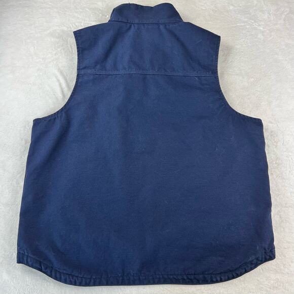 Carhartt Navy Blue Sherpa Lined Canvas Vest Men's size Large  104277 - Picture 2 of 7
